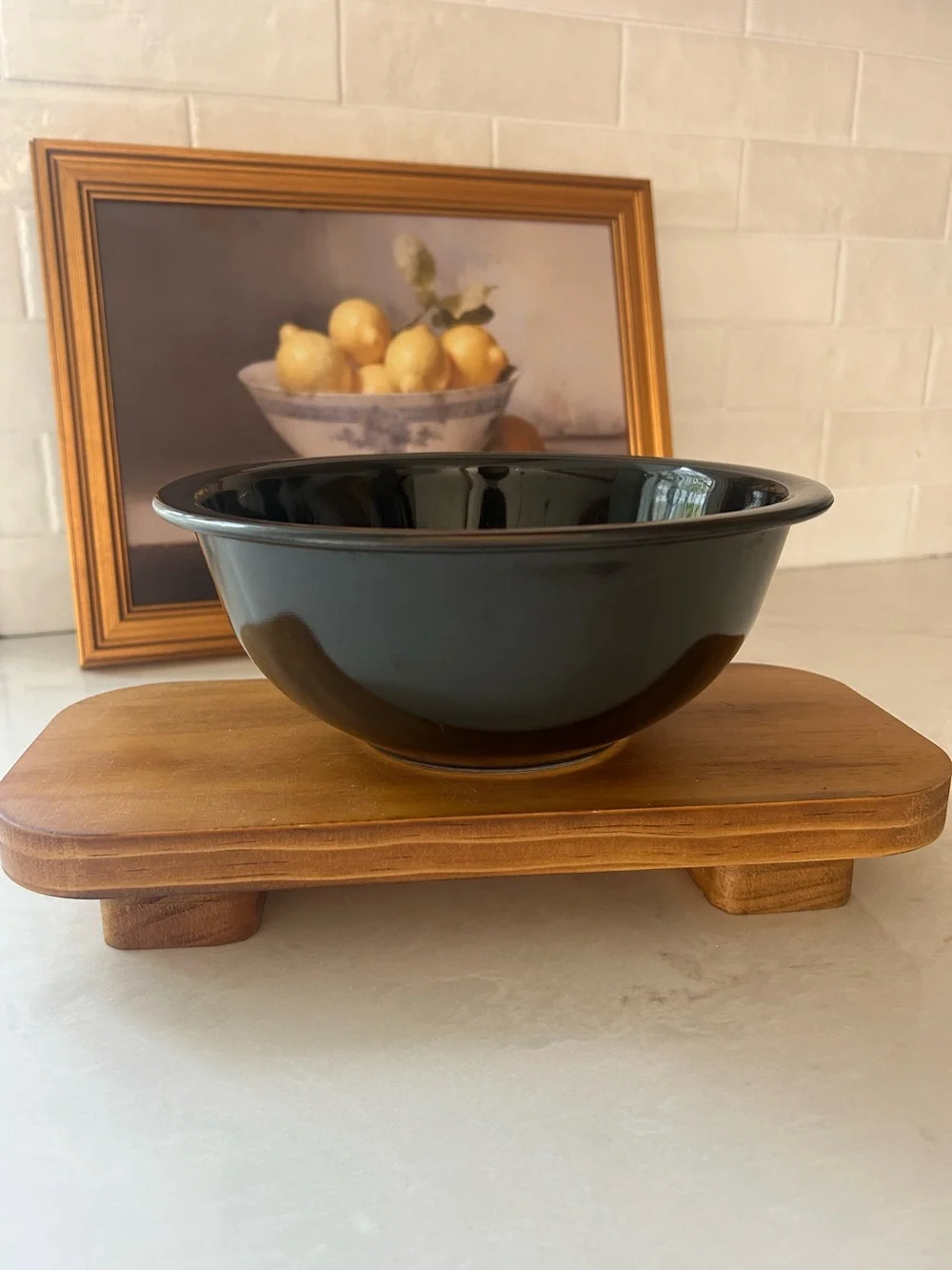 Vintage PYREX 323 Black Mixing Bowl Glossy Mid Century Corning USA
